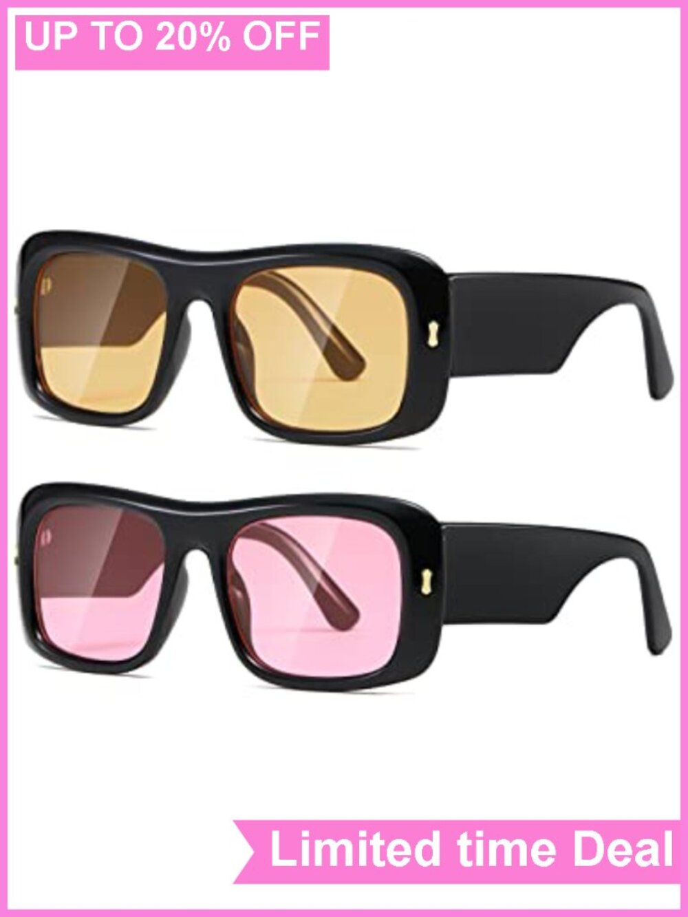 Y2K Square Oversized Sunglasses UV400 Metal Hinges Retro Shield